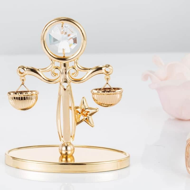Matashi Home Decorative Tabletop Showpiece 24K Gold Plated Crystal Studded Scale Ornament