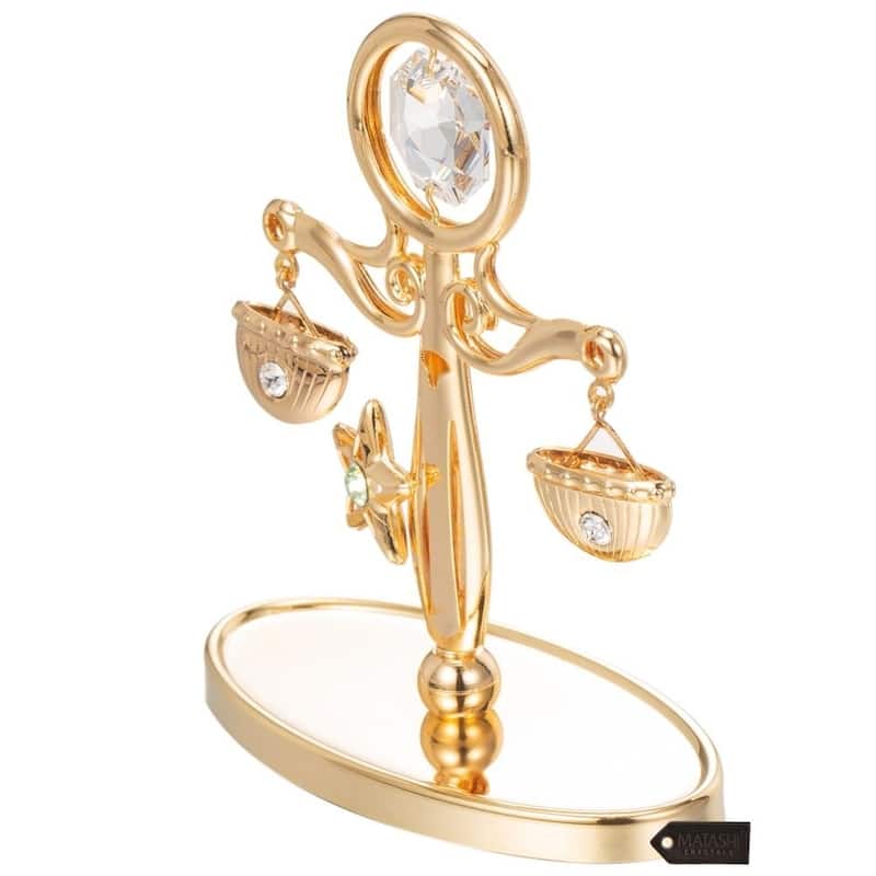 Matashi Home Decorative Tabletop Showpiece 24K Gold Plated Crystal Studded Scale Ornament