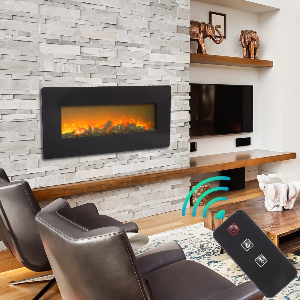 Shop 42 Wall Mounted Electric Fireplace 1400w Adjustable Space