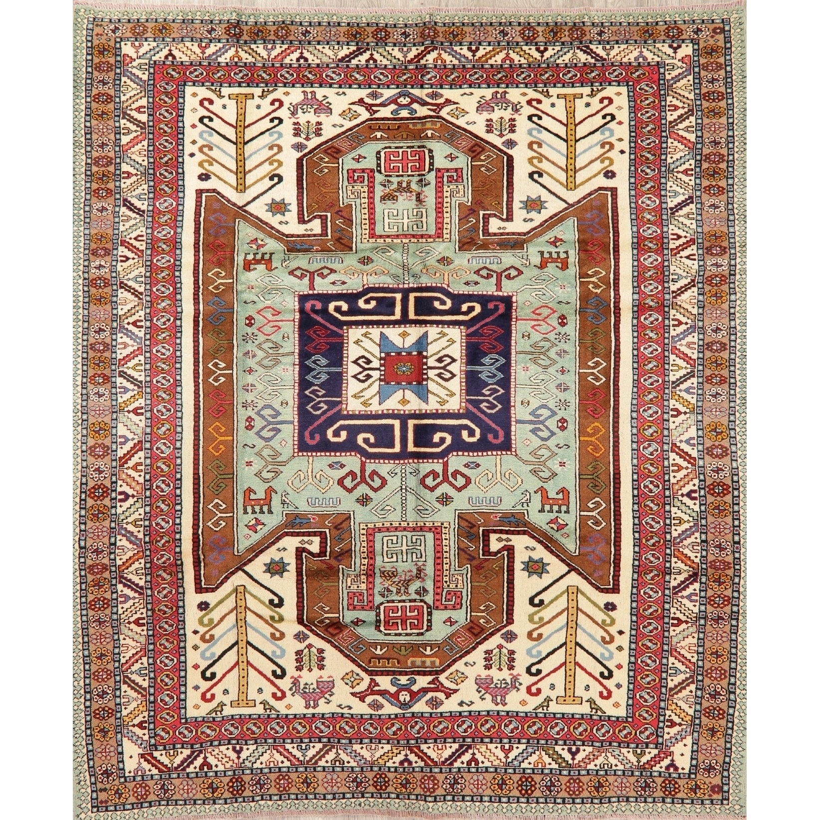 5x8 Area Rug Persian Oriental Traditional Design Antique Look Floral Gold //Beige