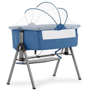 Dream On Me Lotus Bassinet & Bedside Sleeper in Blue