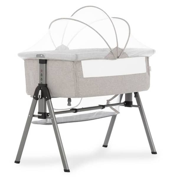 slide 2 of 2, Dream On Me Lotus Bassinet & Bedside Sleeper in Grey