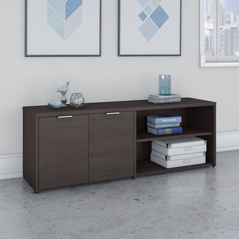 Jamestown Low Storage Cabinet with Doors by Bush Business Furniture - Grey