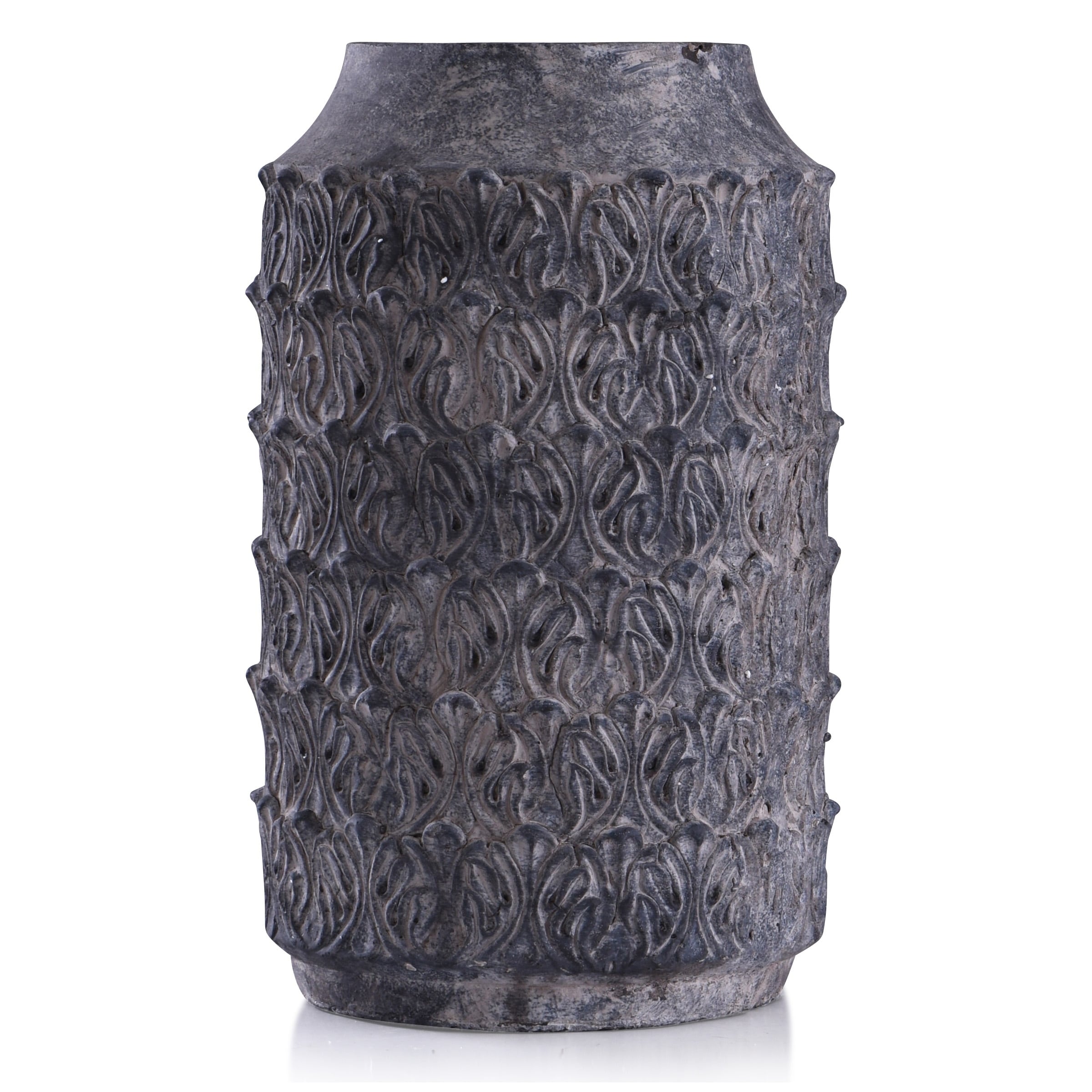 Shop Binani 16 Inch Charcoal Decorative Concrete Cylinder Vase