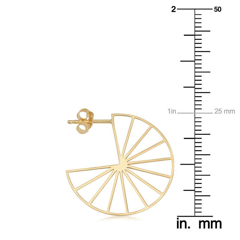 14K Yellow Gold Wheel Earrings Minimalist Jewelry for Women