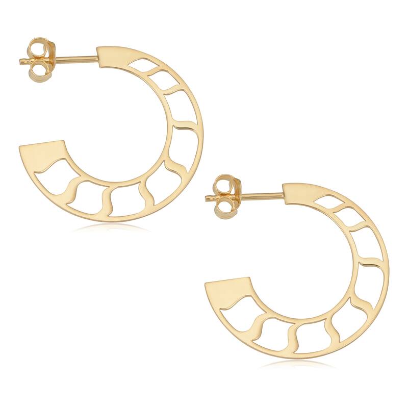 14k Yellow Gold Open Hoop Earrings Minimalist Jewelry for Women
