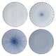 4 Piece Dessert Plate Set - Color - Blue/White - 4 Piece