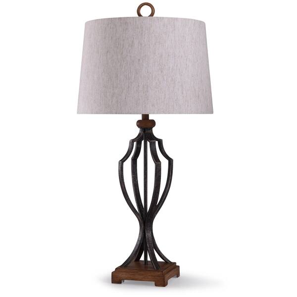 Shop Stylecraft Worthing Cast Iron Table Lamp With Oatmeal Tapered Drum Shade Overstock 30297604