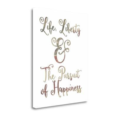 "Life Liberty Typography" By Tara Moss, Fine Art Giclee Print on Gallery Wrap Canvas, Ready to Hang