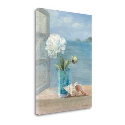 "Coastal Florals I" By Danhui Nai, Fine Art Giclee Print on Gallery Wrap Canvas, Ready to Hang