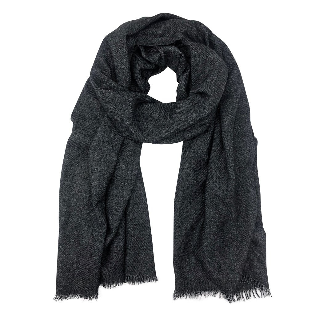 HANDMADE FROM NEPALUNISEXHERRINGBONE SHAWL GREY COLOUR CASHMERE SCARF