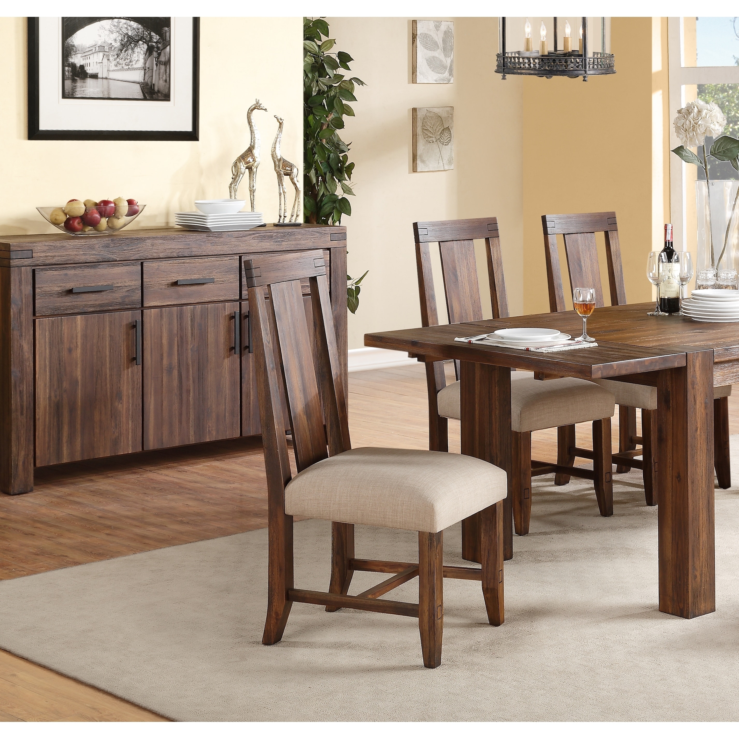 Meadow Solid Wood Upholstered Dining Chair in Brick Brown Bed