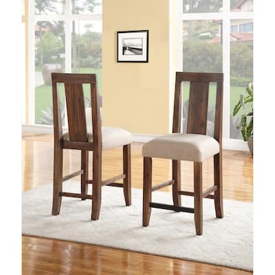 Meadow Solid Wood Upholstered Kitchen Counter Stool in Brick Brown