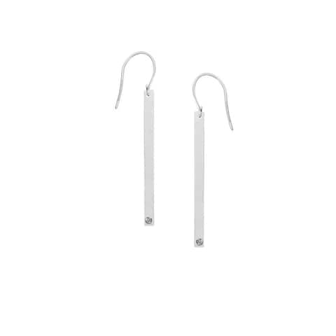 Curata 14k White Gold Drop 0.02 Dwt Diamond Bar Earrings Wire