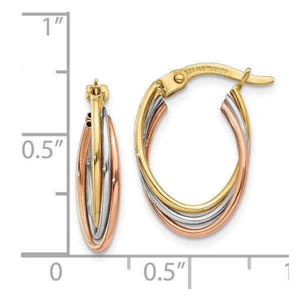 14K Tri-color Polished Post Earring