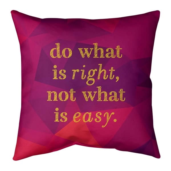 Quotes Faux Gemstone Do What is Right Quote Pillow (Indoor/Outdoor ...