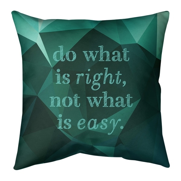 Quotes Faux Gemstone Do What is Right Quote Pillow-Faux Suede