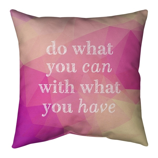 Quotes Faux Gemstone Do What You Can Quote Pillow-Faux Suede