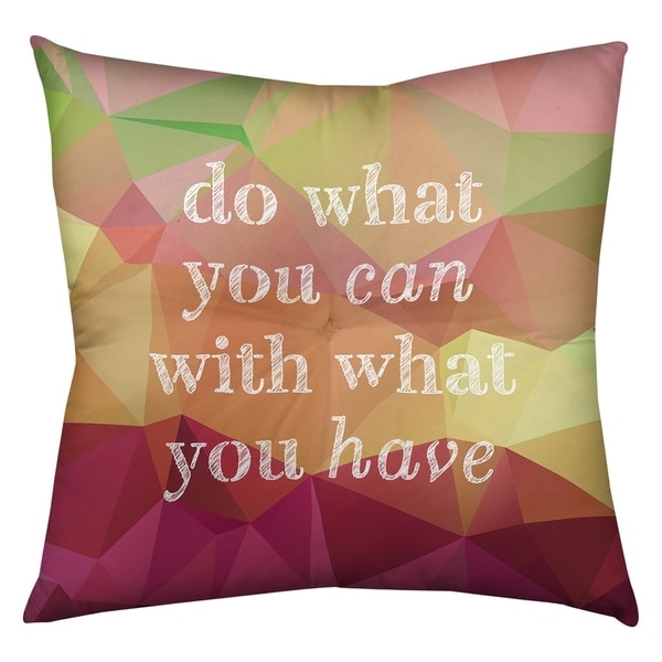 Quotes Faux Gemstone Do What You Can Quote Floor Pillow - Square Tufted