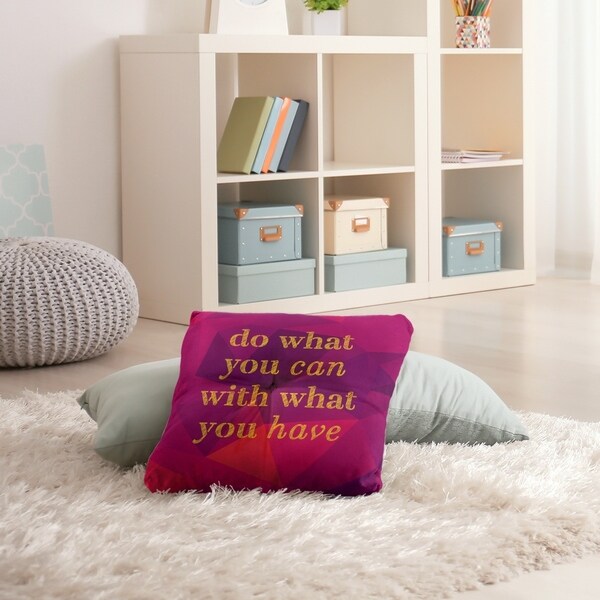 Quotes Faux Gemstone Do What You Can Quote Floor Pillow - Square Tufted