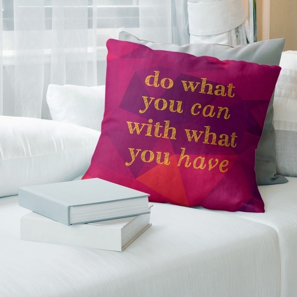 Quotes Faux Gemstone Do What You Can Quote Pillow-Faux Suede