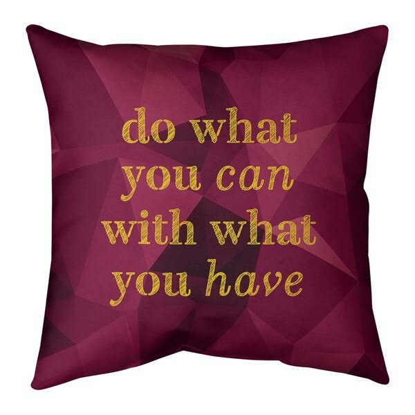 Quotes Faux Gemstone Do What You Can Quote Pillow-Faux Suede