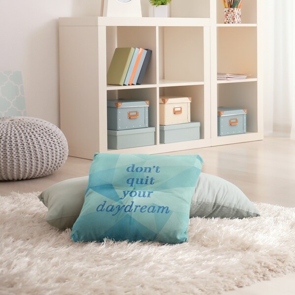 Quotes Faux Gemstone Don't Quit Your Daydream Quote Floor Pillow - Square Tufted