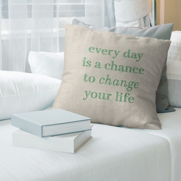 Quotes Handwritten Change Your Life Quote Pillow (Indoor/Outdoor)