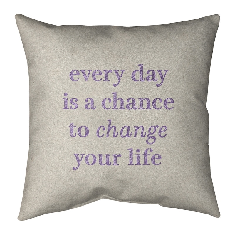 Quotes Handwritten Change Your Life Quote Pillow-Spun Polyester - 18 x 18 - Square - Knife Edge - Large - Polyester - N/A - Accent