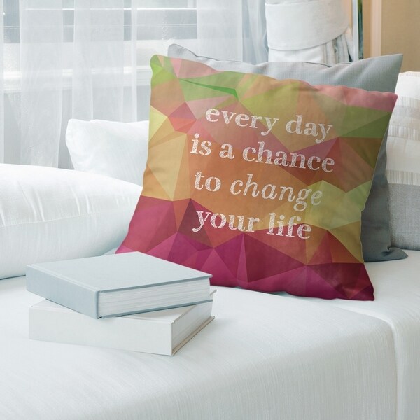 Quotes Faux Gemstone Change Your Life Quote Pillow (w/Rmv Insert)-Spun Poly