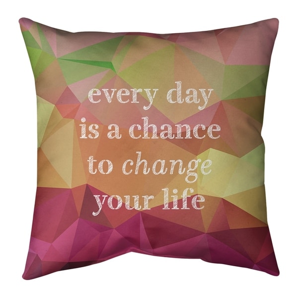 Quotes Faux Gemstone Change Your Life Quote Pillow-Cotton Twill