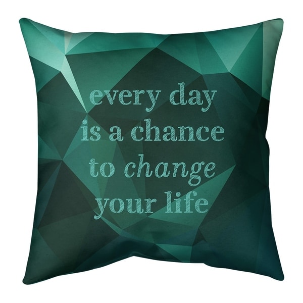 Quotes Faux Gemstone Change Your Life Quote Pillow-Cotton Twill
