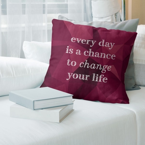 Quotes Faux Gemstone Change Your Life Quote Pillow-Spun Polyester
