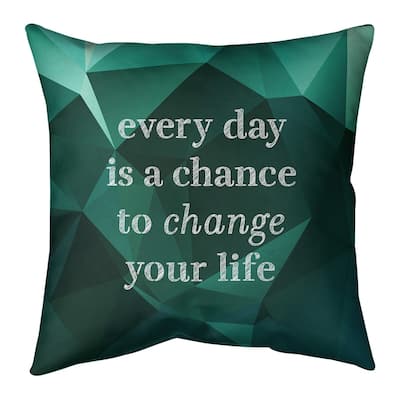 Quotes Faux Gemstone Change Your Life Quote Pillow-Spun Polyester