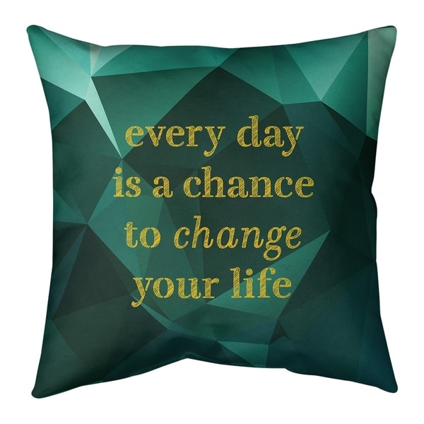 Quotes Faux Gemstone Change Your Life Quote Pillow (w/Rmv Insert)-Spun Poly