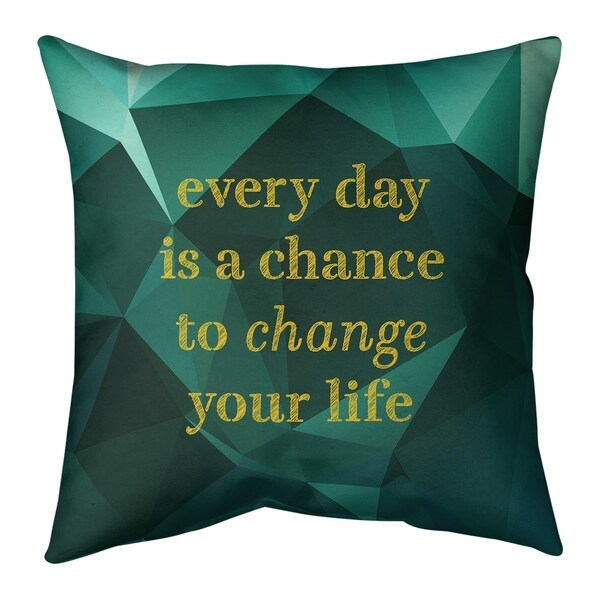 Quotes Faux Gemstone Change Your Life Quote Pillow-Faux Linen