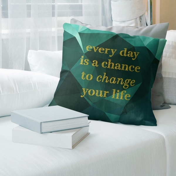 Quotes Faux Gemstone Change Your Life Quote Pillow-Spun Polyester
