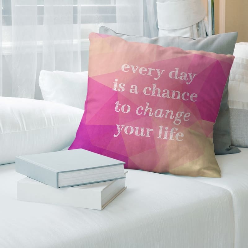 Quotes Faux Gemstone Change Your Life Quote Pillow (w/Rmv Insert)-Spun ...