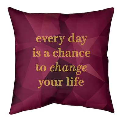 Quotes Faux Gemstone Change Your Life Quote Pillow-Spun Polyester