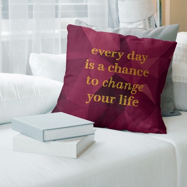 Quotes Faux Gemstone Change Your Life Quote Pillow-Cotton Twill