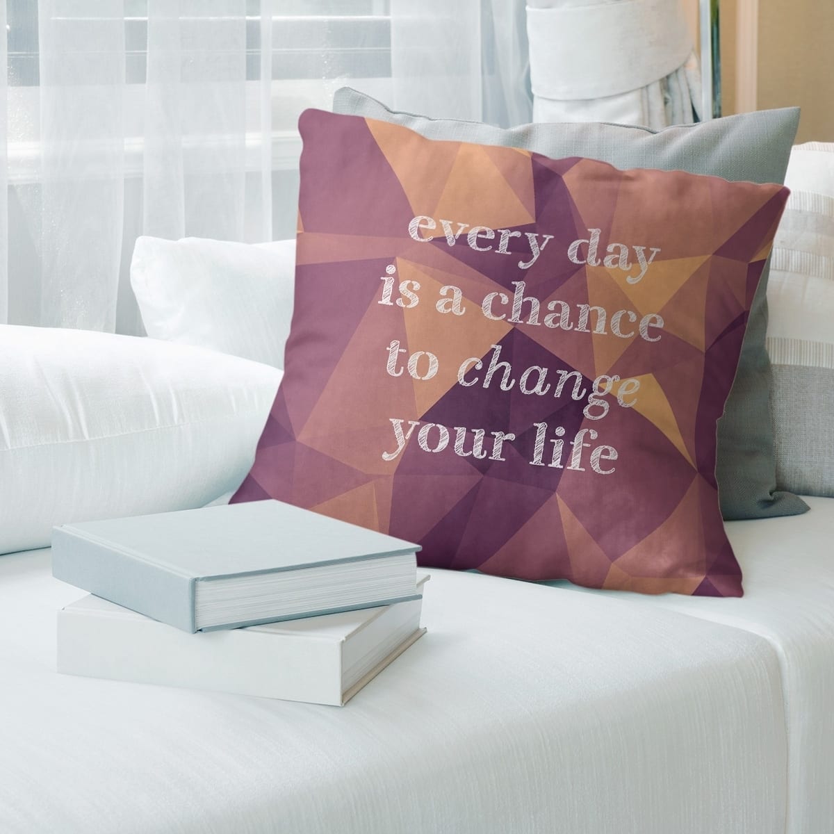 Quotes Faux Gemstone Change Your Life Quote Pillow (w/Rmv Insert)-Spun ...