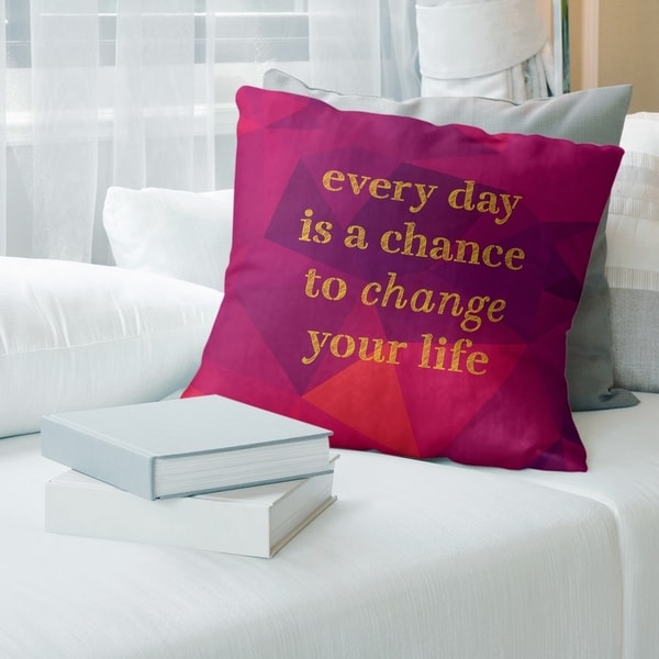 Quotes Faux Gemstone Change Your Life Quote Pillow (w/Rmv Insert)-Spun Poly