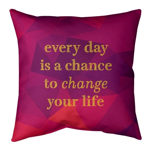 Quotes Faux Gemstone Change Your Life Quote Pillow-Spun Polyester