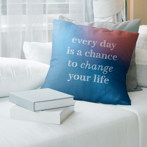 Quotes Multicolor Background Change Your Life Quote Pillow-Spun Polyester