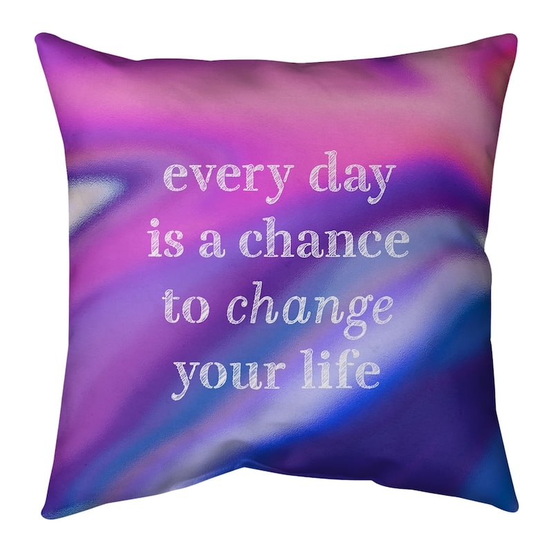 Quotes Multicolor Background Change Your Life Quote Pillow (w/Rmv ...
