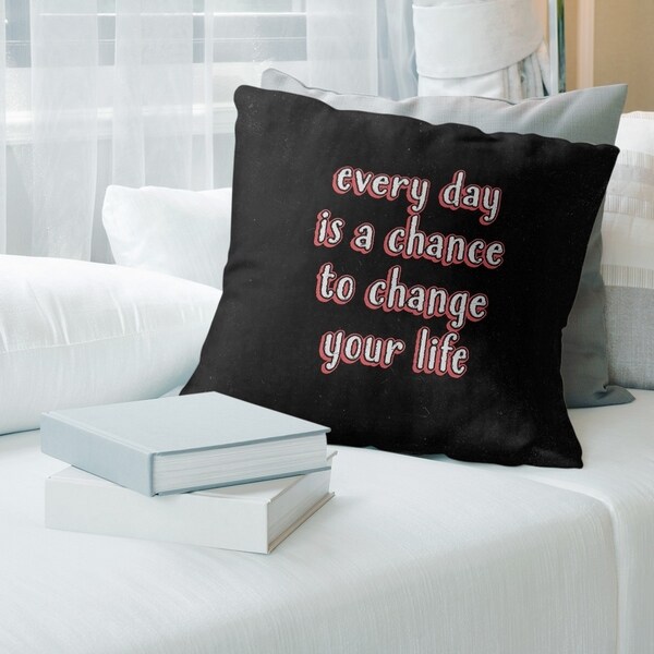 Quotes Change Your Life Quote Chalkboard Style Pillow-Spun Polyester