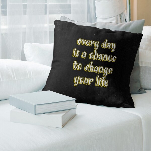 Quotes Change Your Life Quote Chalkboard Style Pillow (w/Rmv Insert)-Spun Poly