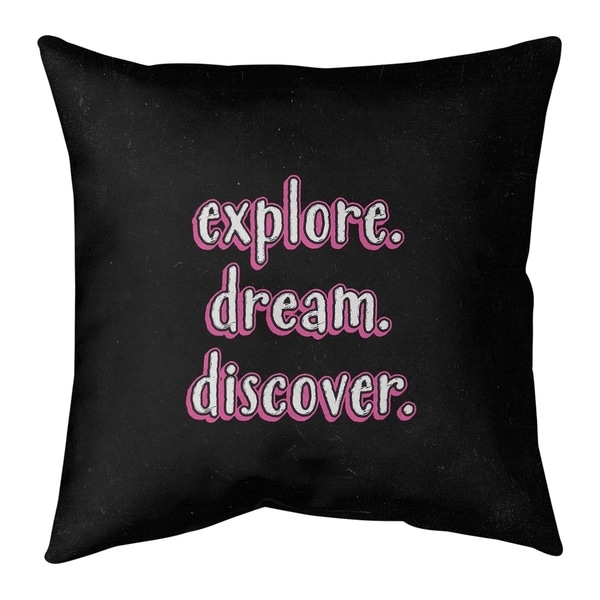 Quotes Explore Dream Discover Quote Chalkboard Style Pillow-Faux Suede