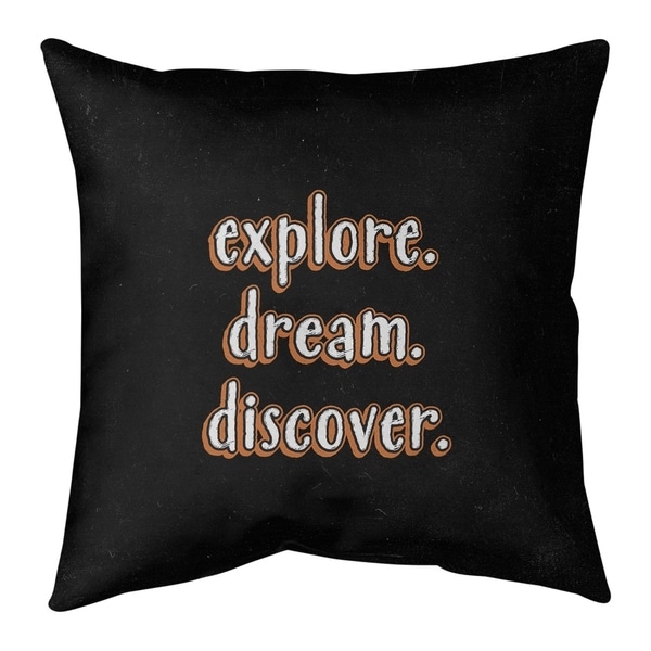 Quotes Explore Dream Discover Quote Chalkboard Style Pillow-Faux Linen