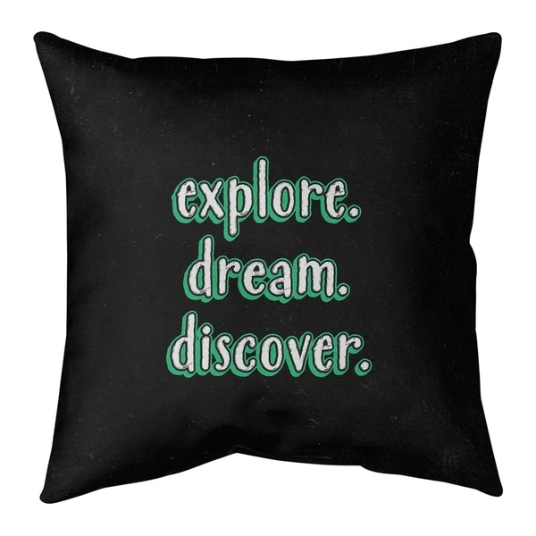 Quotes Explore Dream Discover Quote Chalkboard Style Pillow-Faux Linen